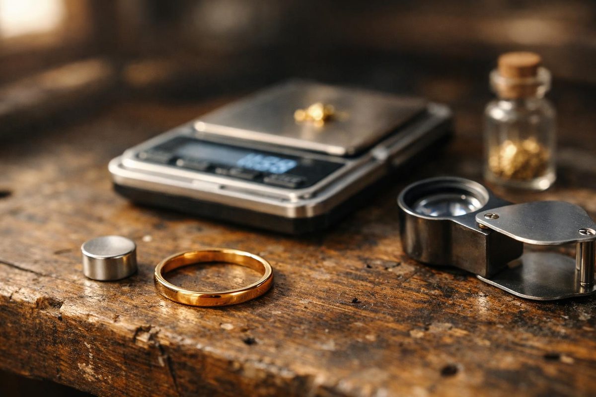 A jeweler tests a gold ring with a neodymium magnet to show how to tell if gold is real
